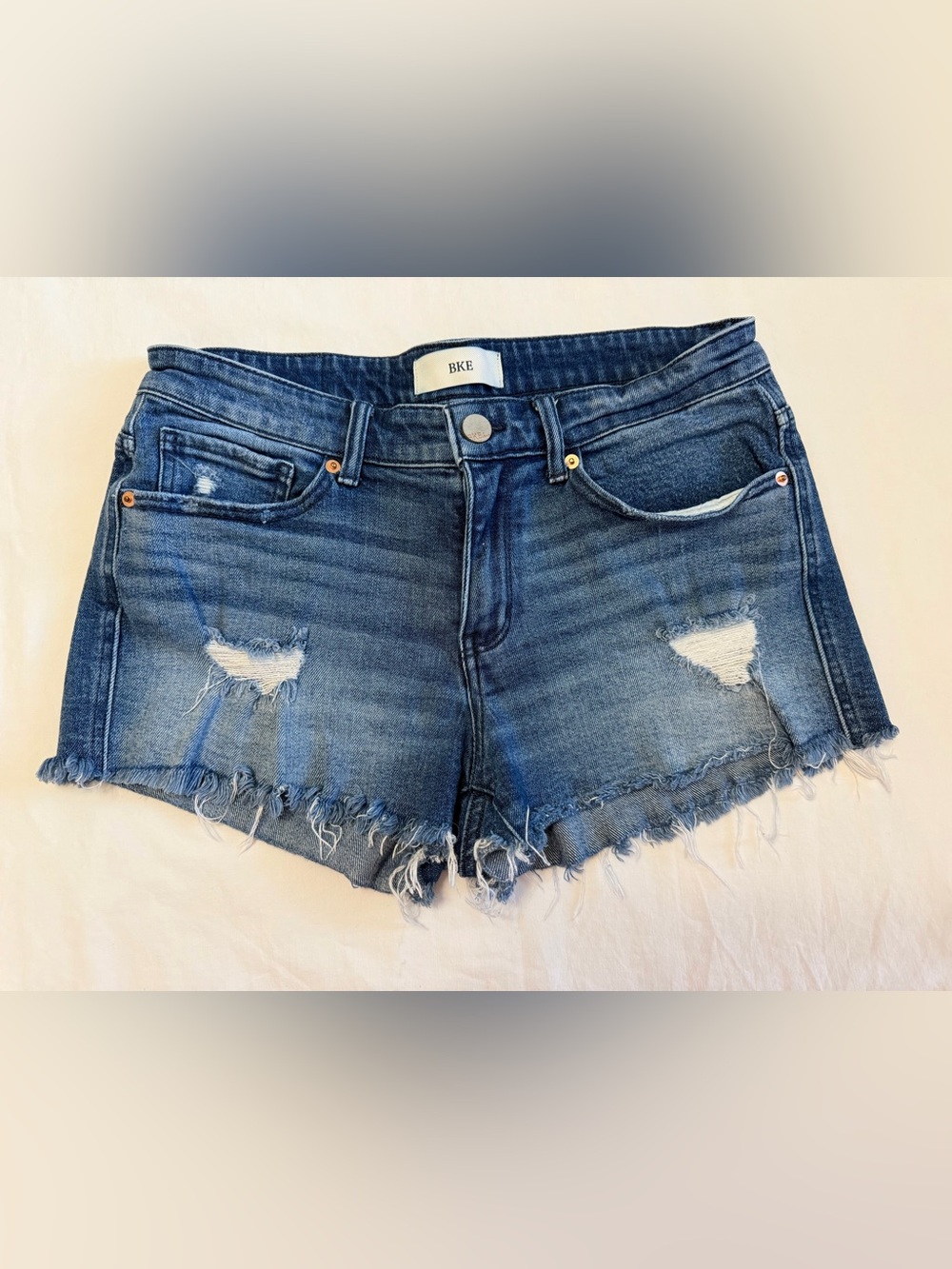BKE Payton Frayed Distressed Denim Jean Shorts
